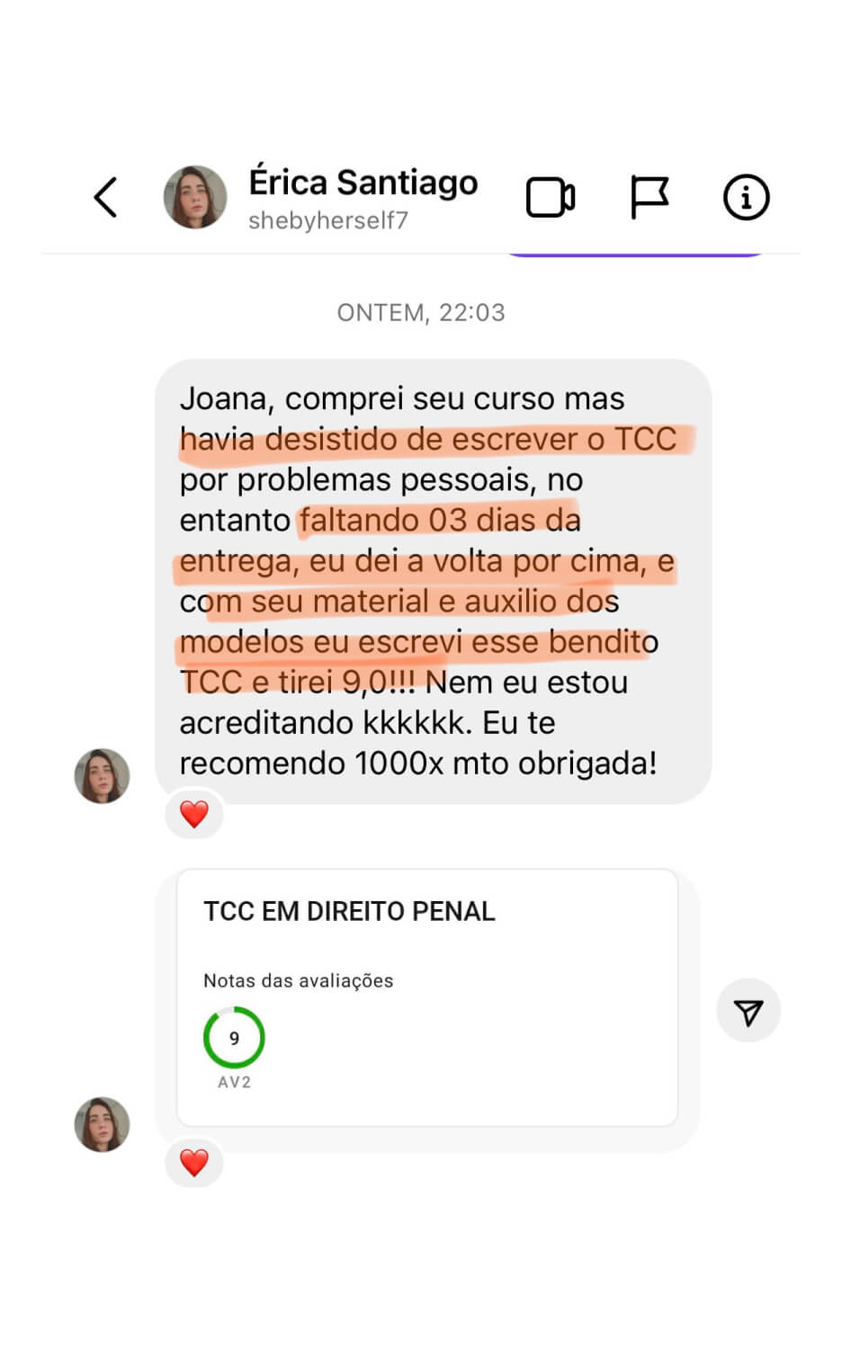 01 - Depoimento - tcc em 3 dias